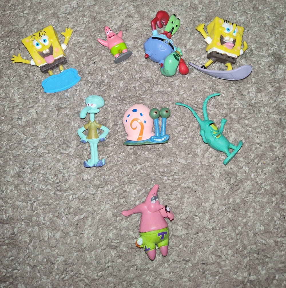 SpongeBob SquarePants Figure Lot 8 PVC Toys Patrick Squidward Mr Krabs Gary Plan
